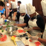 students at Youth cooking class