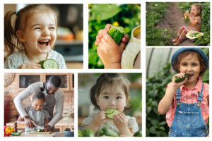 kids with cucumbers